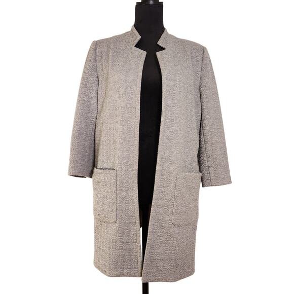 ROZ & ALI Gray Quilted Long Blazer, Size Large - Picture 1 of 13